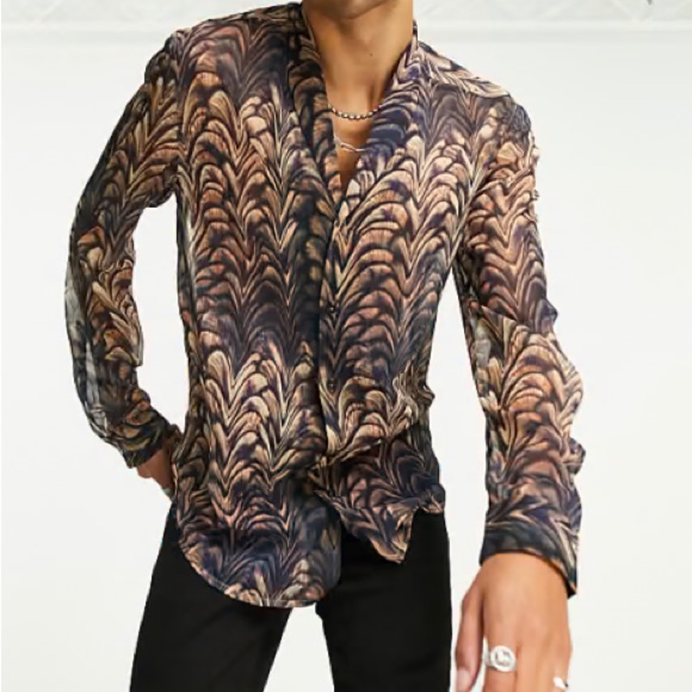 ASOS Design Patterned Sheer Button Down